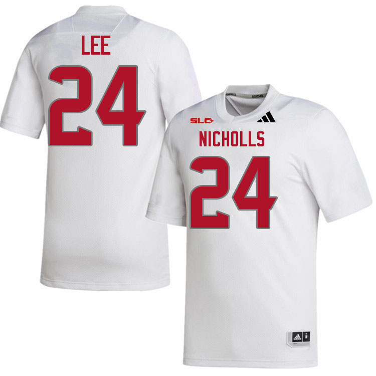 Nicholls Colonels #24 Shane Lee College Football Jerseys,Uniforms Stitched-White